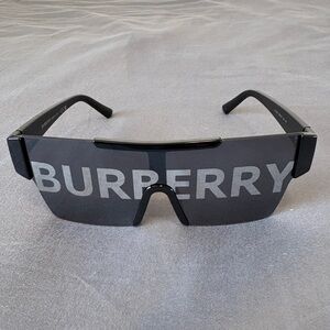 Beautiful Black Tinted Shield Visor Logo Sunglasses